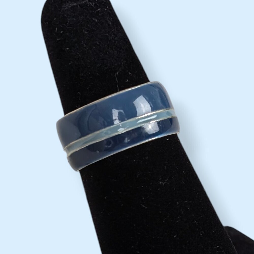 (2/$20) Blue Enamel Stripe Ring